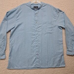 Mens John Blair Button Up Shirt Size Large Long Sleeve Blue India